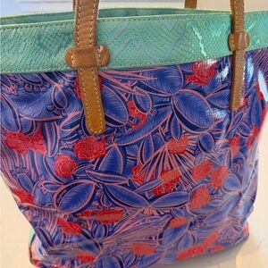 Consuela Blue and Pink Floral Tote